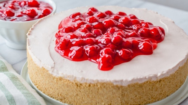 cheesecake topped with cherry topping