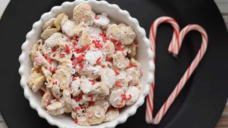 bowl of Christmas puppy chow