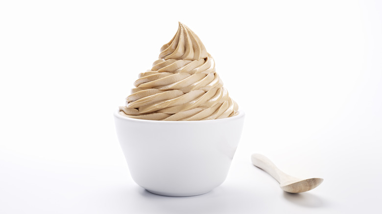 Bowl of frozen yogurt with spoon