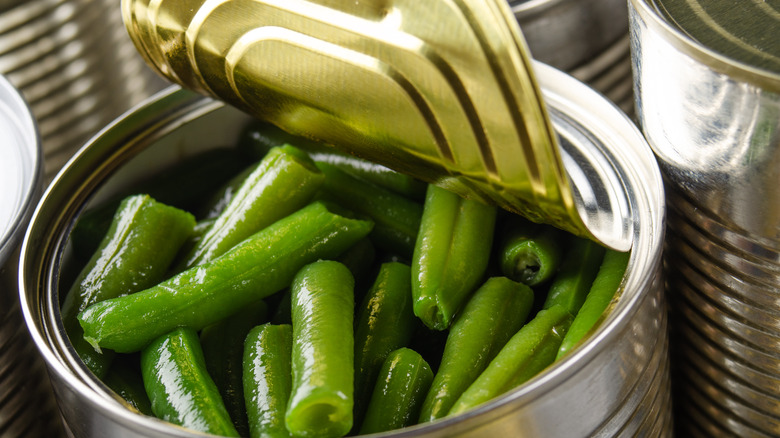 Open can of green beans