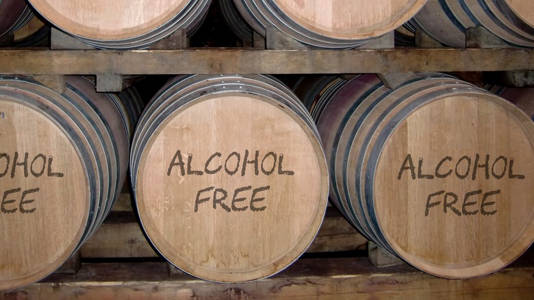 alcohol free spirits in barrels