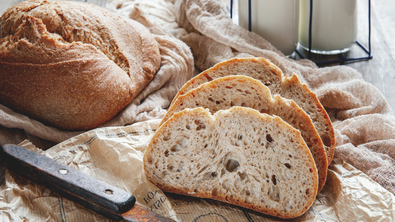 Bread loaf and slices