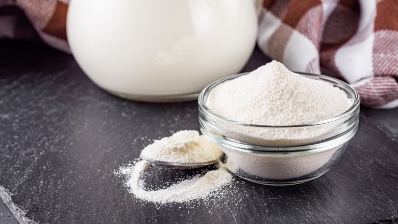 bowl of powdered milk