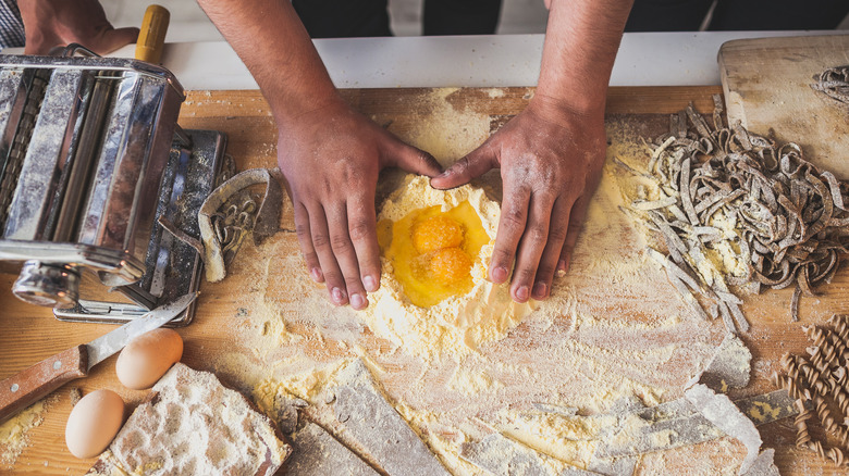 home chef making fresh pasta