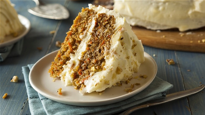 Carrot cake slice with frosting