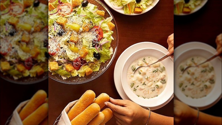 soup, salad, breadsticks