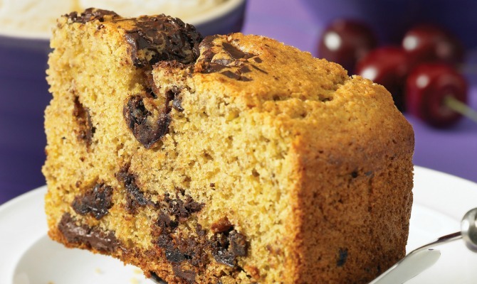 Olive Oil Cake with Cherries and Dark Chocolate Chunks