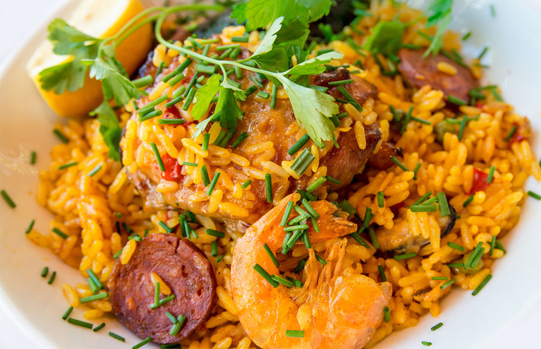 Oven Paella With Chicken, Shrimp, and Chorizo