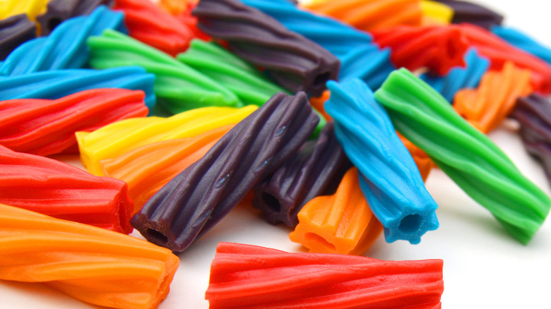 Pile of colorful licorice twists.