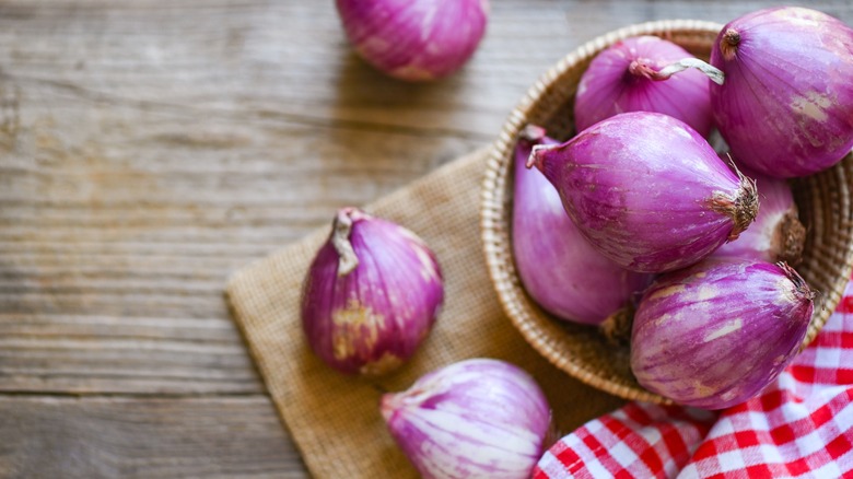 Jersey shallots in a basket