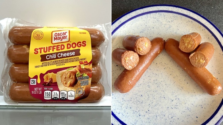 Chili Cheese stuffed hot dogs