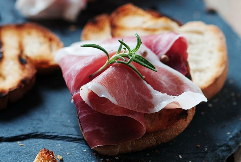 Savory: Grilled Serrano Ham and Manchego Crostini