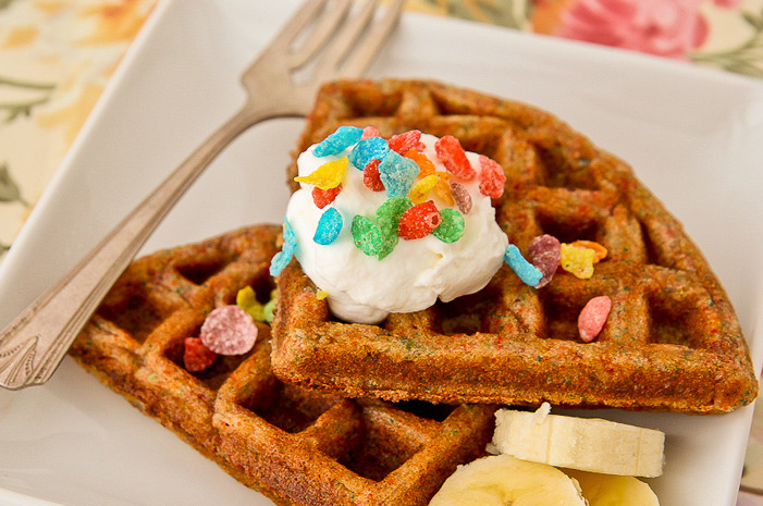 Sweet: Fruity Pebbles Belgian Waffles