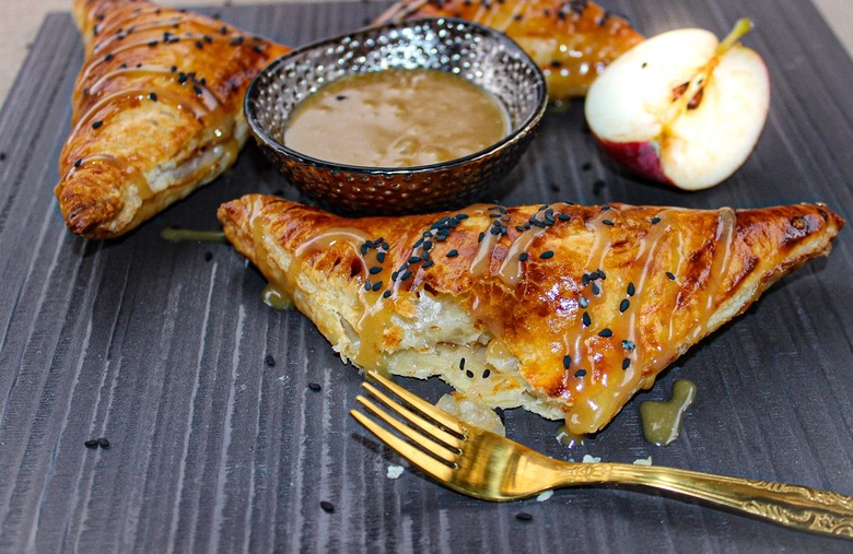 Apple Bourekas with Silan Sesame Drizzle 