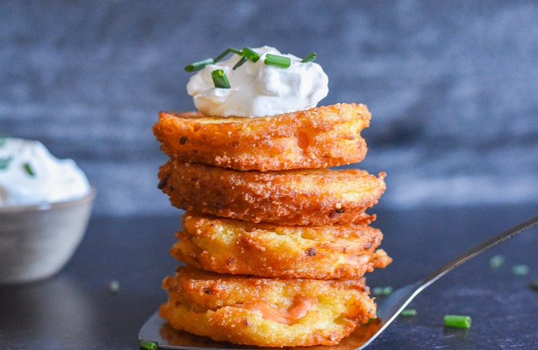 Silver Dollar Smoked Salmon Stuffed Potato Pancakes