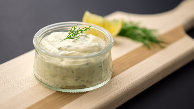 Tartar sauce in jar