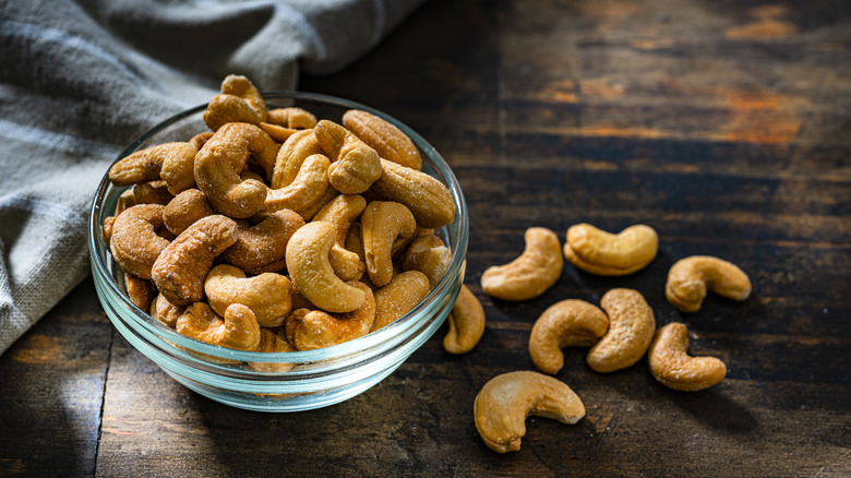 Bowl of salted cashews