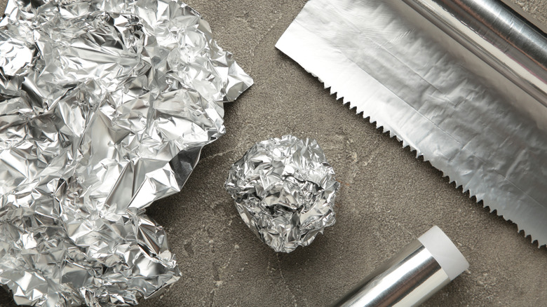 aluminum foil balls and roll