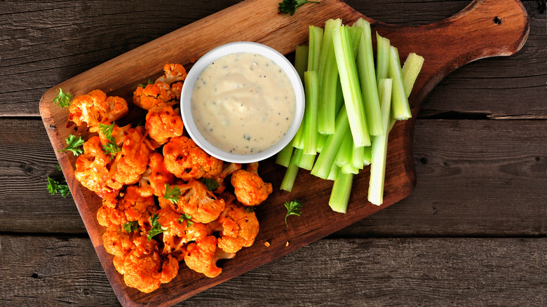 Cauliflower buffalo wings and celery