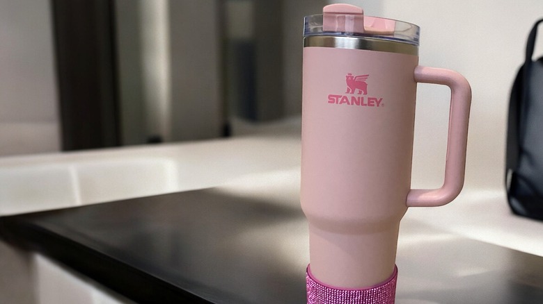 Stanley tumbler on counter