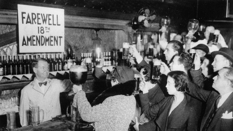 People celebrating end of prohibition