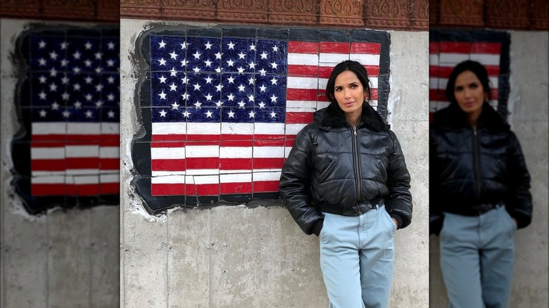 Padma Lakshmi with American flag