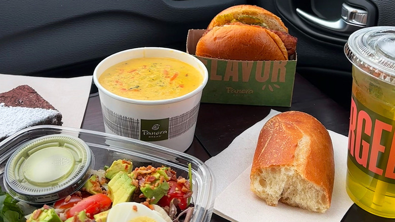 Panera Bread food items in car