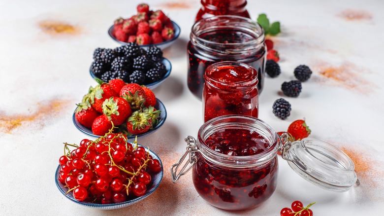 assorted jams in jars