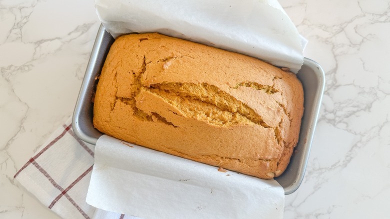 pumpkin bread in tin