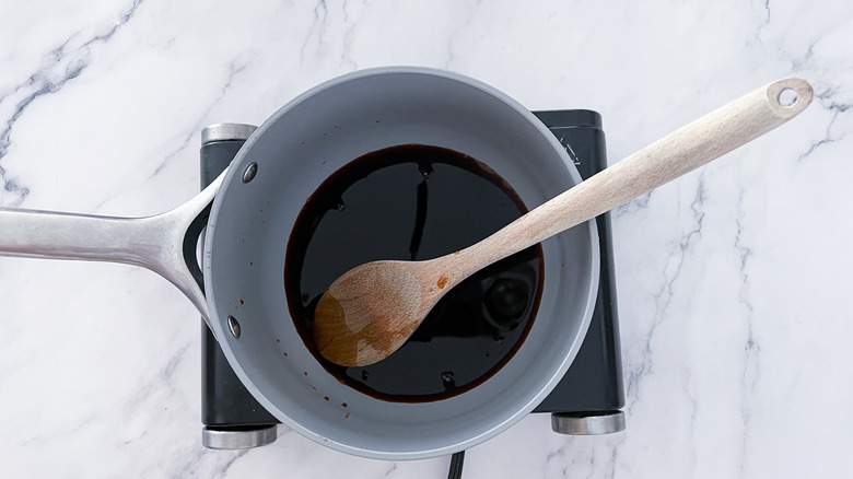 Teriyaki sauce in a pot