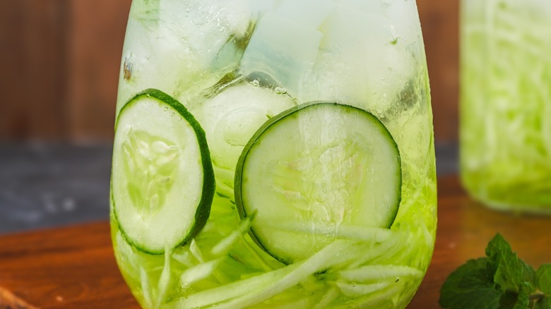 Close up cucumber ice drink