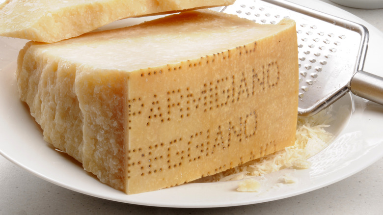 Wedge of Parmigiano Reggiano cheese