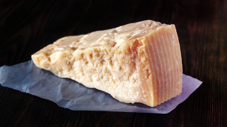 Wedge of parmesan cheese