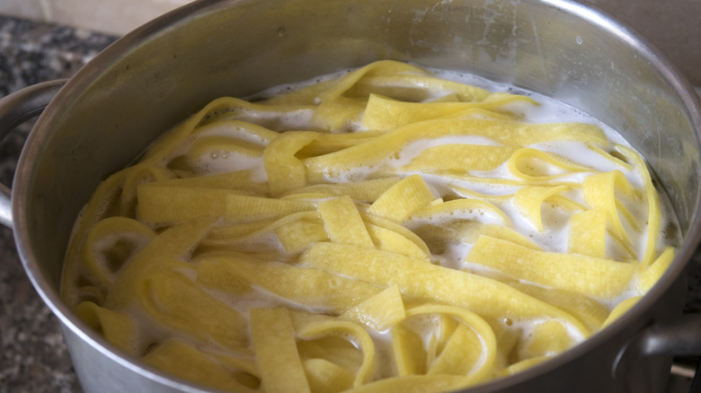 Pasta boiling in water