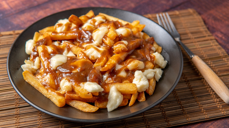 Traditional poutine with cheese curds