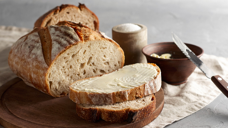 Homemade bread with butter