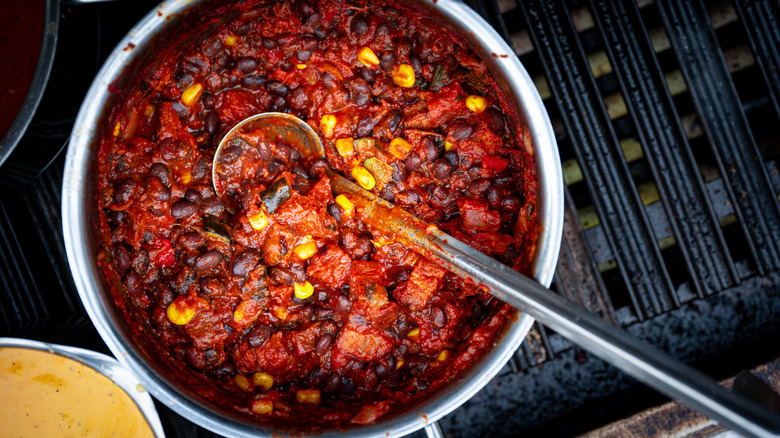 batch of chili cooking in pot