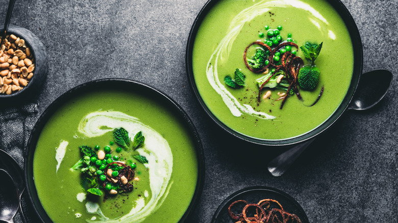 green soup with mint