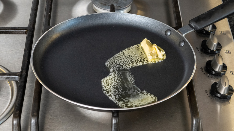 butter melting in a pan 