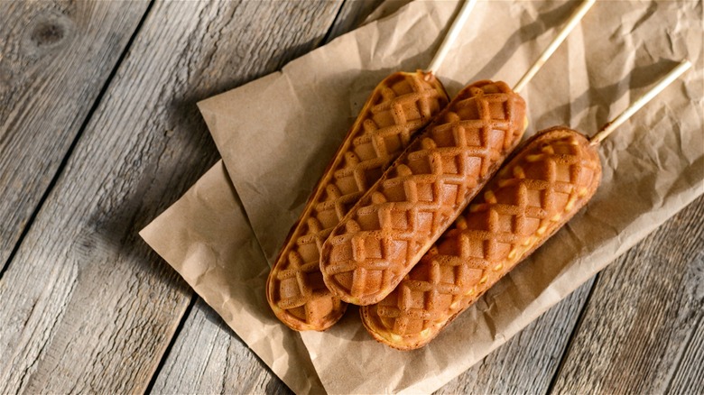 Breakfast waffles on sticks 