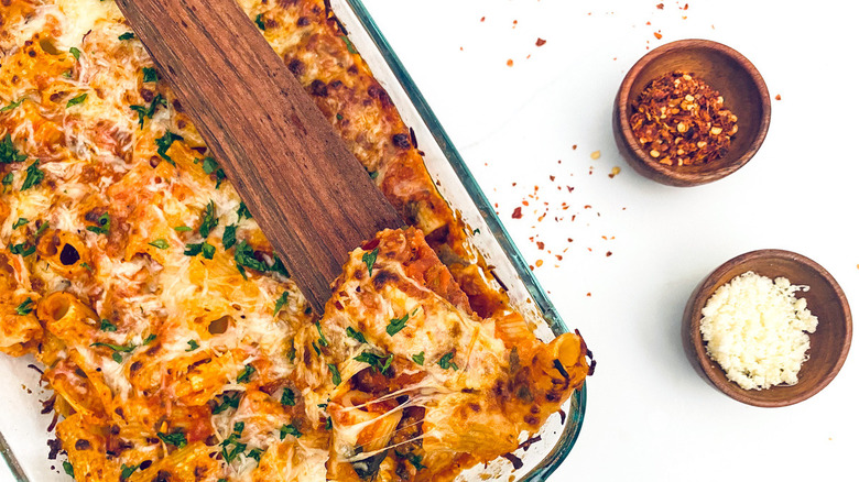 pasta casserole in pan