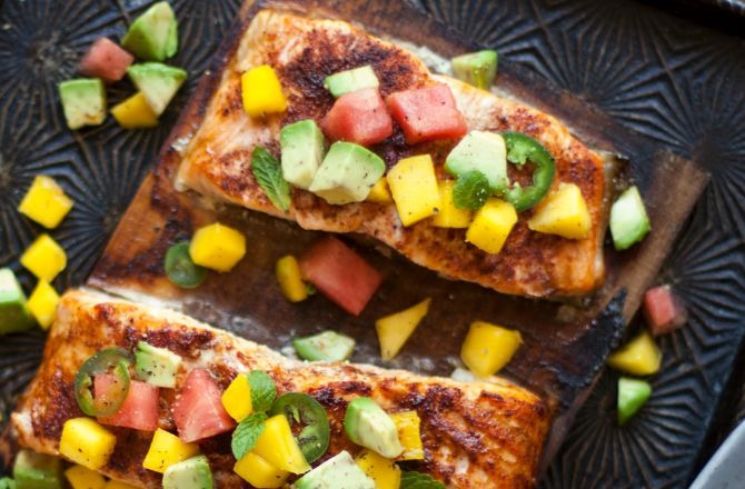 salmon with fruit salsa