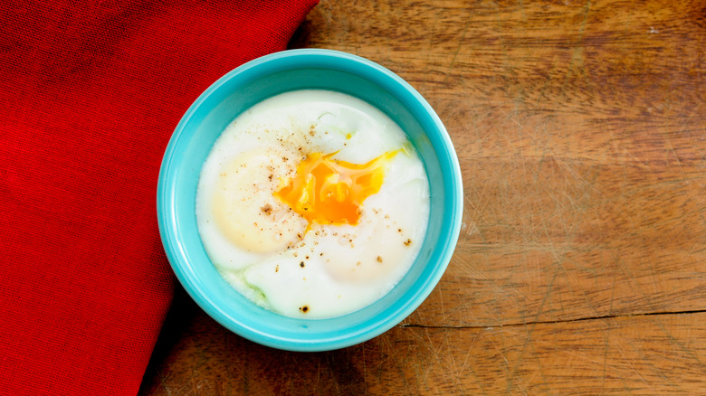 coddled egg in a ramekin