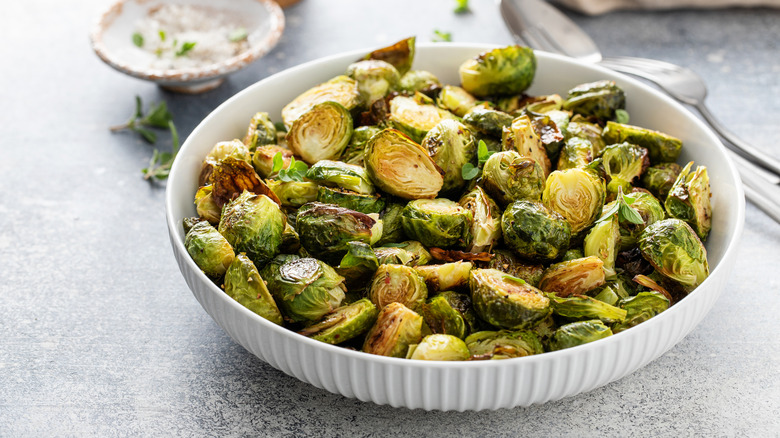 crispy Brussels sprouts in a bowl