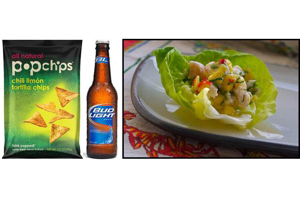 Ceviche with Chili Limón Tortilla Popchips and Bud Light