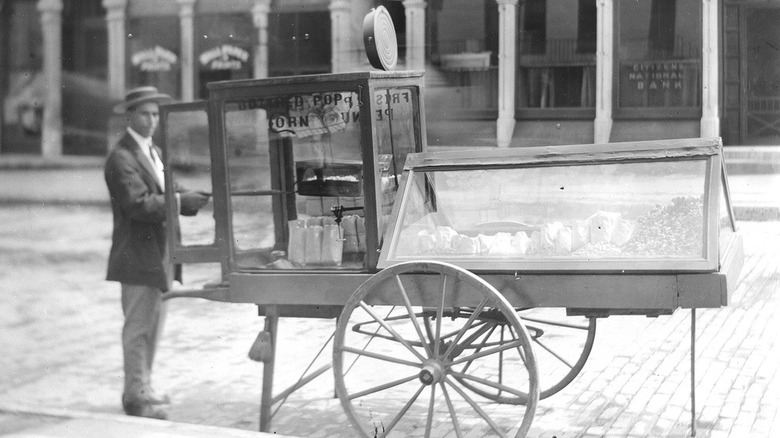 Popcorn vendor from the Great Depression