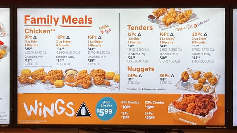 Popeyes menu