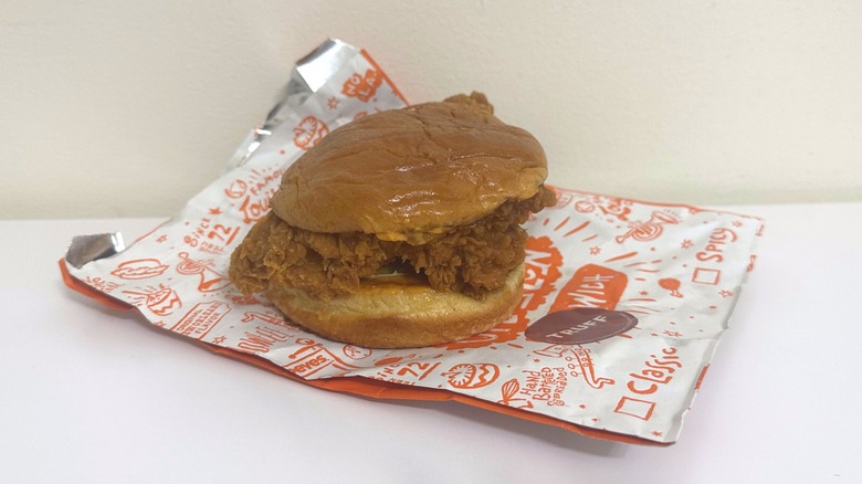 chicken sandwich on paper