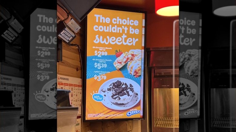 Popeyes' Oreo Cheesecake Cup sign