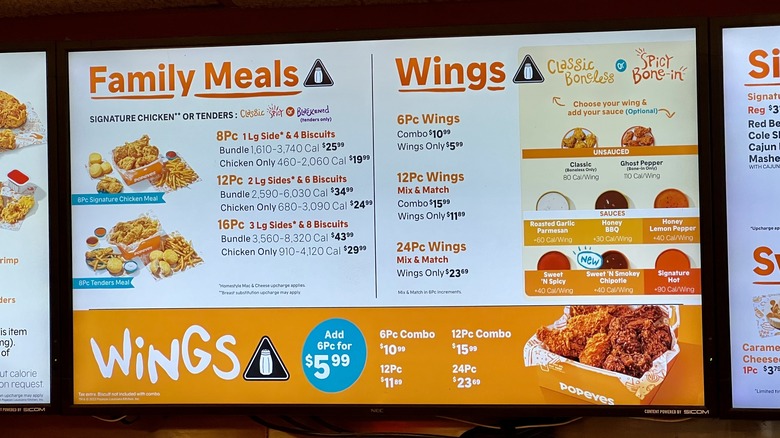 Popeyes menu